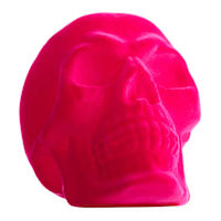 Hey Boo! Pink Flocked Skull, 6"