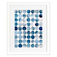 Glass Framed Blue Abstract Circles Print Wall Art, 21x17