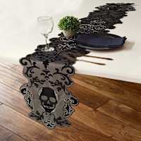 Midnight Shadows Embossed Skeleton Table Runner, 13x72