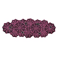 Hey Boo! Black & Pink Fully Beaded Spider Web Table Runner