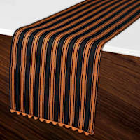 Black & Orange Ticking Stripe Table Runner, 13x72