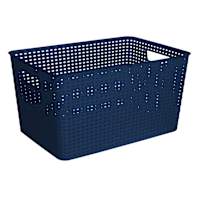 Navy Crossover Weave Storage Basket, Extra Large