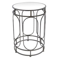 Providence Abby Mirrored Drum Accent Table, Silver