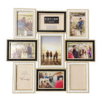 9-Opening Black & Light Wood Beaded Collage Wall Frame, 20x19