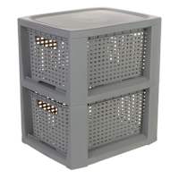 2-Layer Woven Drawer Set, Grey