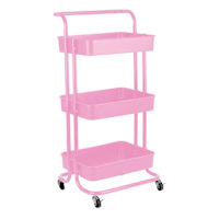 3-Tier Rolling Storage Cart, Dark Pink & Leopard