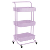 3-Tier Rolling Storage Cart, Mint Watercolor