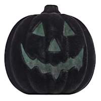 Hey Boo! Black Flocking Pumpkin with Light, 5.5"