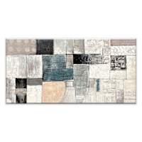 Enhanced Silver & Teal Abstract Canvas Wall Art, 24x48