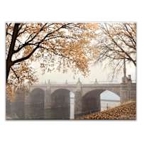 Enhanced Autumn Bridge Canvas Wall Art, 45x60