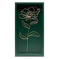 Framed Gold Teal Floral Wall Art, 16x8
