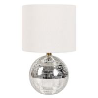 Silver Glass Disco Ball Lamp with Shade, 17.5"