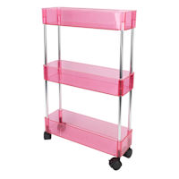 3-Tier Narrow Storage Cart, Dark Pink