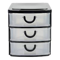 3 Drawer Black & Clear Mini Storage Organizer