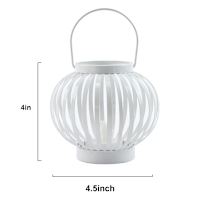 White Metal LED Tealight Lantern, 4"