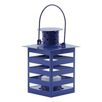 Dark Blue Metal Lantern with LED Tealight Candle, 4.5"