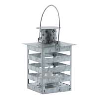Galvanized Metal Lantern with LED Tealight, 4.5"