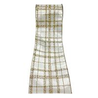 4" Gold & White Plaid Ribbon, 5yd