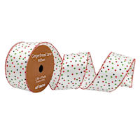 2.5" Red, Green & White Polka Dot Ribbon, 10yd