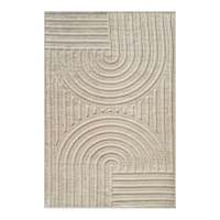 Curve Beige Geo Rings Area Rug, 4x6