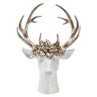 White & Gold Shimmer Deer Head Decor, 16"