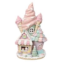 Mrs. Claus' Bakery Pastel Gingerbread House with Light, 10"