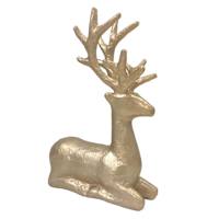 Gilded Evergreen Paper Mache Sitting Gold Deer, 12.75"