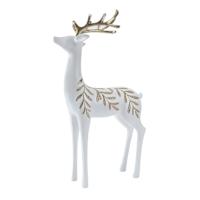 White & Gold Resin Deer, 16"