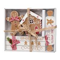 4-Count Wooden Gingerbread Decor Set, 8"