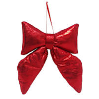 8Fabric Filled Shiny Red Bow W/Clip