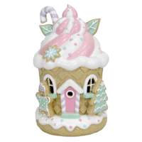 7 in Resin Ice Cream Sundae Gingerbread House with LED Light
