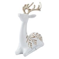 White & Gold Resin Deer, 10"