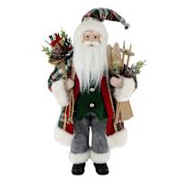 Homespun Red Green Plaid Coat Santa, 18"