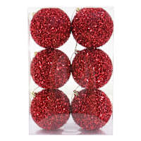 6-Count Red Tinsel Ornaments, 3.1"