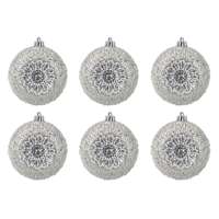 6-Count Silver Beaded Ball Ornaments, 3"