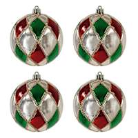 4-Count Multicolor Plaid Ornaments, 3.8"