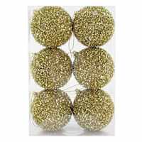 6-Count Gold Tinsel Ornaments, 3"