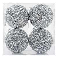 4-Count Silver Tinsel Ornaments,  4"