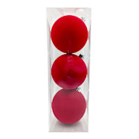 3-Count Red Flocked Ornaments, 150MM