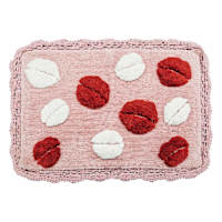 Pink Lips Patterned Single Bath Rug, 20x30