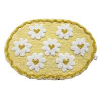 Yellow Heart Daisies Patterned Bath Rug, 20x30