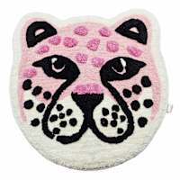 Pink Leopard Face Shaped Bath Rug, 26"