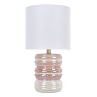 Pink Ceramic Stacked Macarons Lamp with Shade, 17.8"