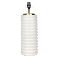 Off White Ceramic Stacked Column Medium Table Lamp Base, 21.5"