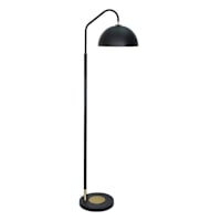 Black Gold Trim Metal Floor Lamp with Metal Dome Shade, 64"