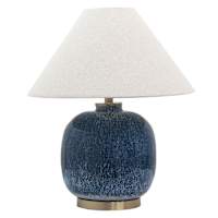 Blue Multi Enamel Medium Lamp with Empire Shade, 23.5"