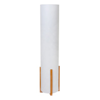 Off White Shade Uplight w Brown Wood Trim, 43"