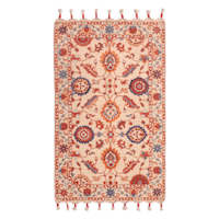 Ivory Paisley Embroidered Scatter Rug, 27x45