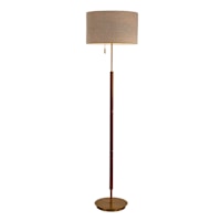 Brown Wood and Metal Floor Lamp with Shade, 68"