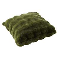 The Cozy Shop Olive Green Luxury Pom Pom Faux Fur Throw Pillow, 18"